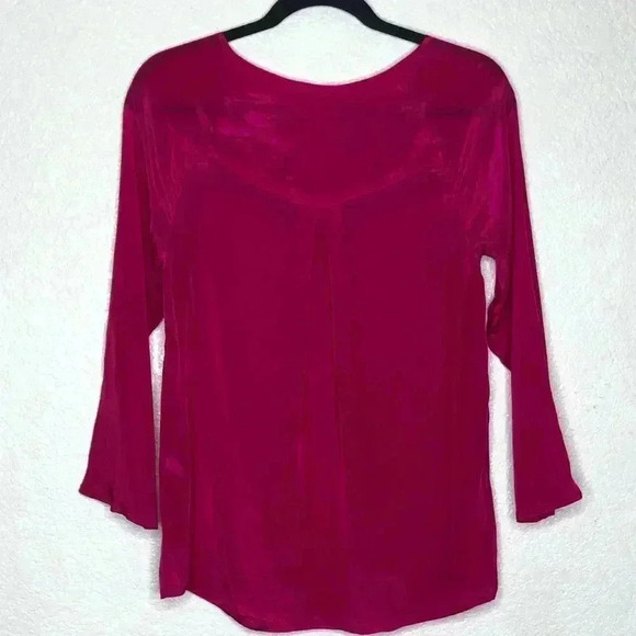 Anthropologie Maeve Top Size 10 Fuchsia Cutout Neckline - Picture 6 of 6